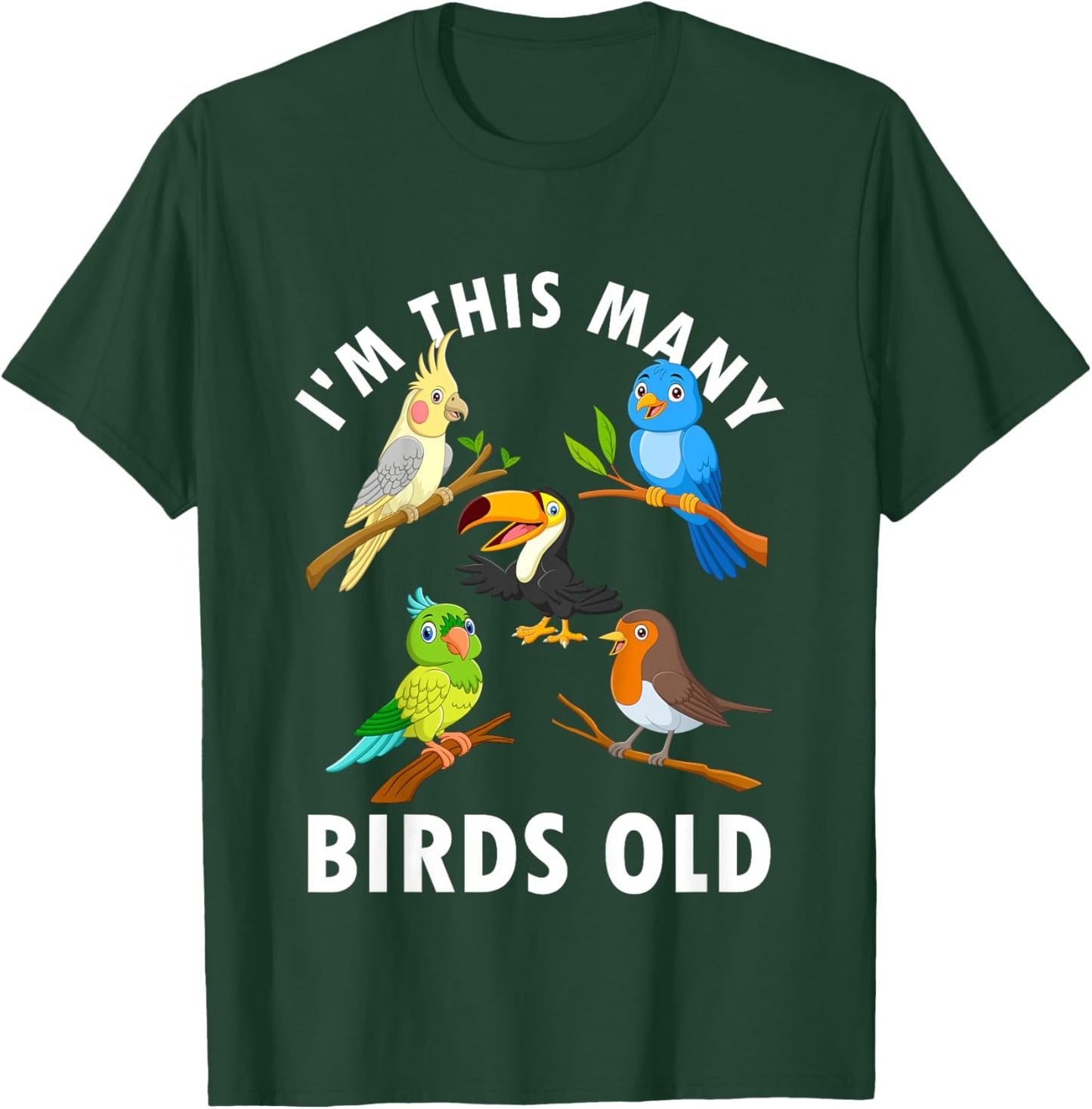 5 Year Old Birds Old 5th Birthday Kids T-Shirt - T-Shirt | Forest