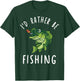Boy Kids I'd Rather Be Fishing-Shirt Funny Bass Fishing Gift T-Shirt - T-Shirt | Forest