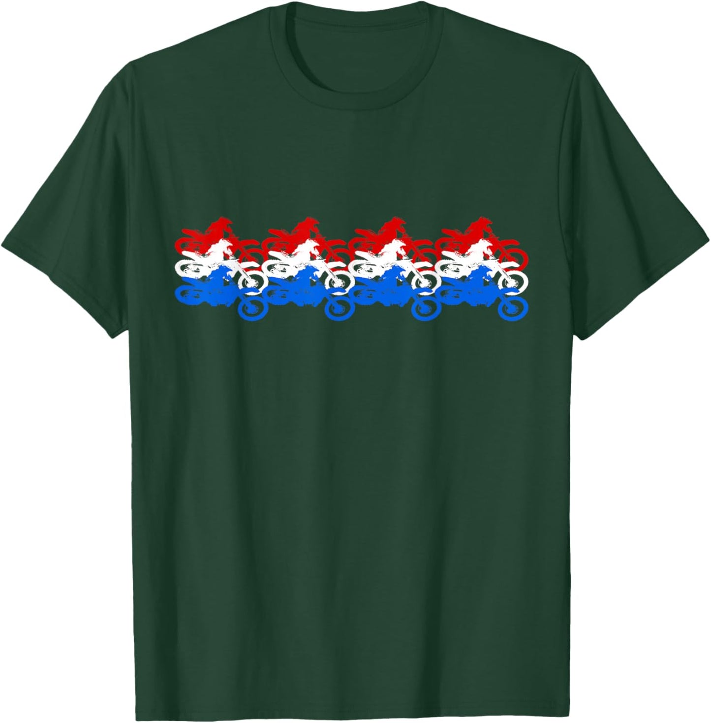 MX 4th of July Motocross American Dirt Bikes Red White Blue T-Shirt - T-Shirt | Forest