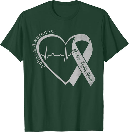 Aphasia Awareness Heart Gray Ribbon Support Family Matching T-Shirt - T-Shirt | Forest