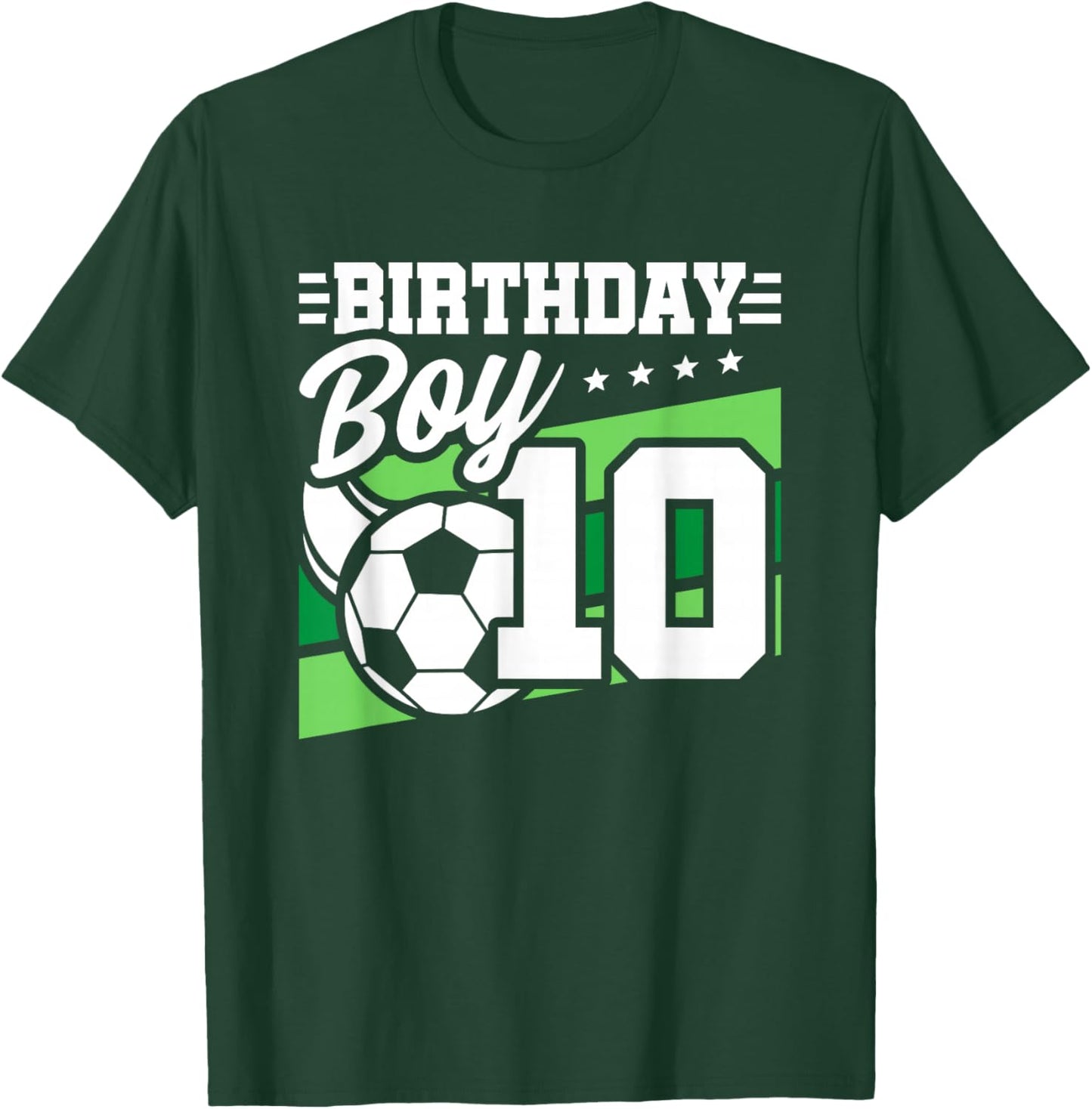Soccer Birthday Party - 10 Year Old Boy - 10th Birthday T-Shirt - T-Shirt | Forest