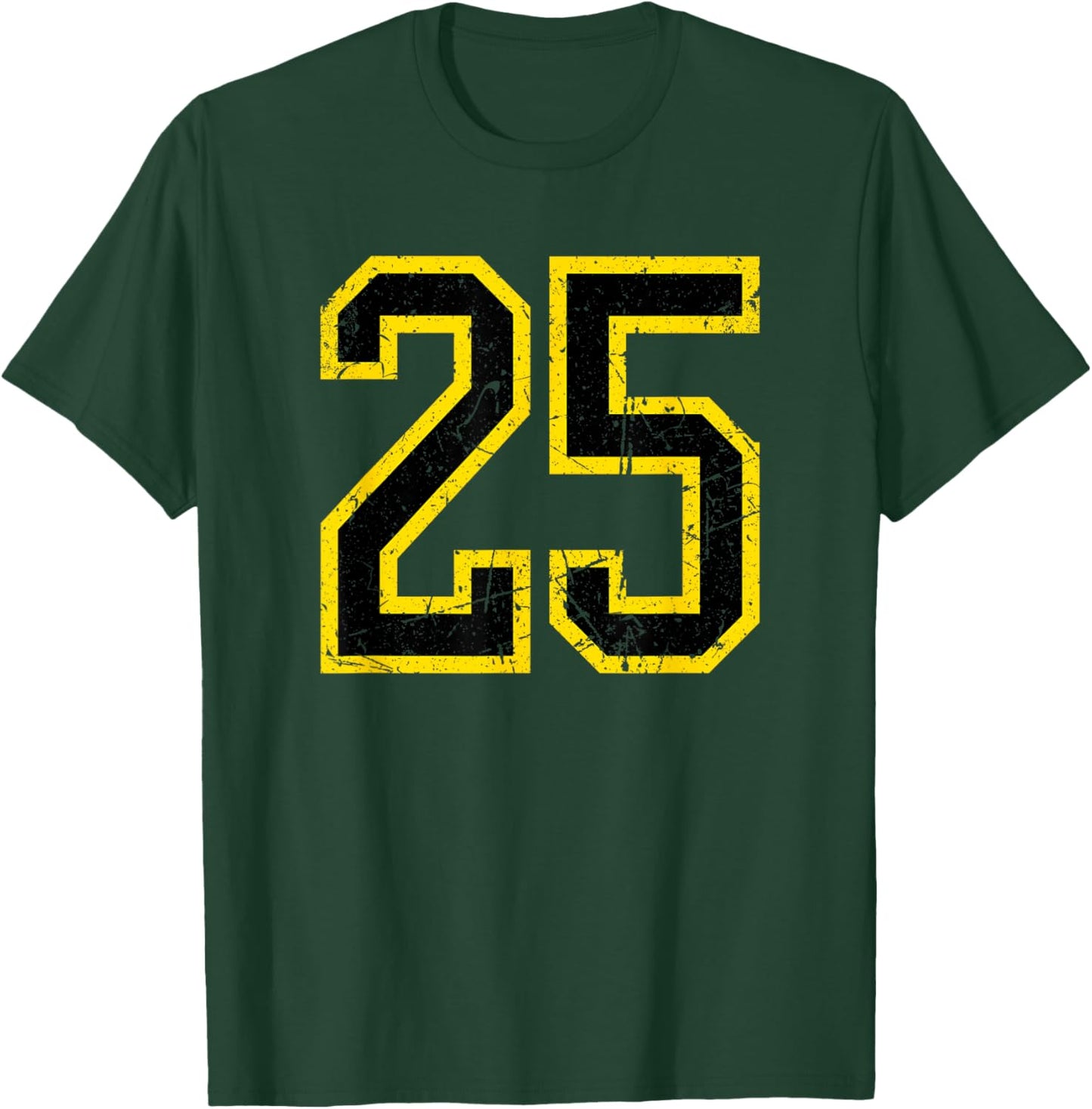 Vintage Number #25 Yellow Black Varsity Number T-Shirt - T-Shirt | Forest