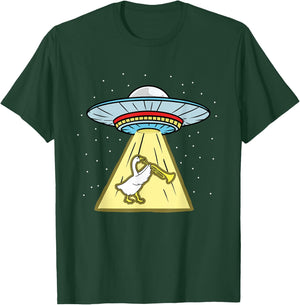 Duck Playing Trumpet Ufo Abduction T-Shirt - T-Shirt | Forest