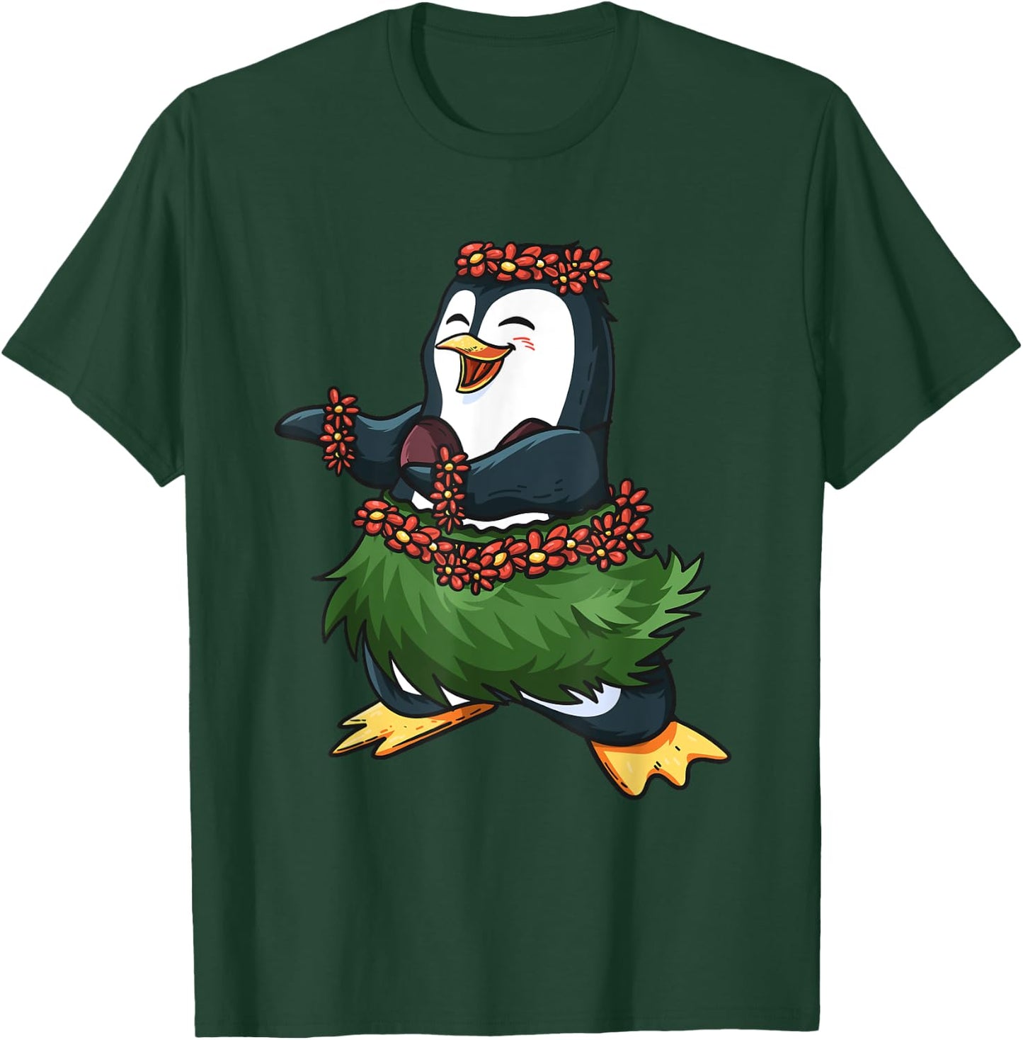 Cute Hawaiian Hula Penguin Penguin Day Luau Girls Women Gift T-Shirt - T-Shirt | Forest