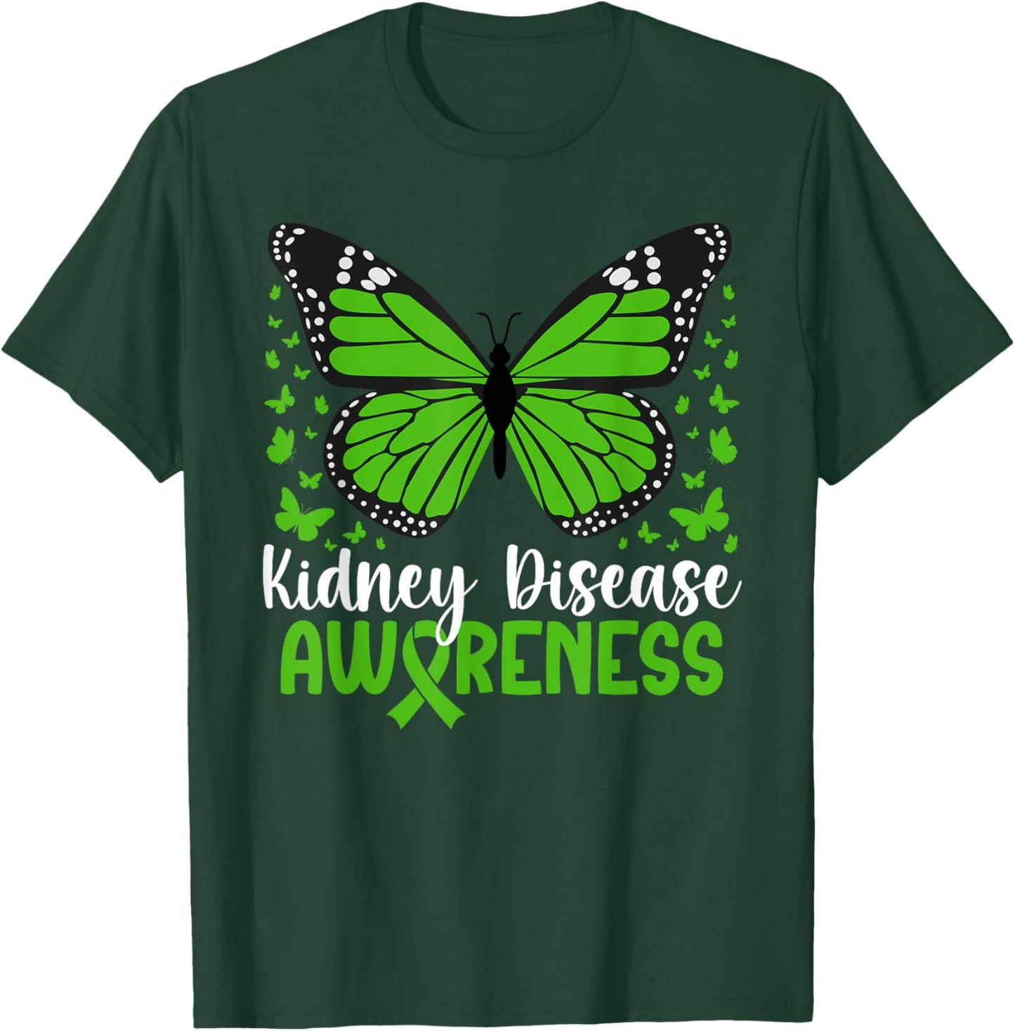 Kidney Disease Awareness Butterfly Kidney Disease Warrior T-Shirt - T-Shirt | Forest