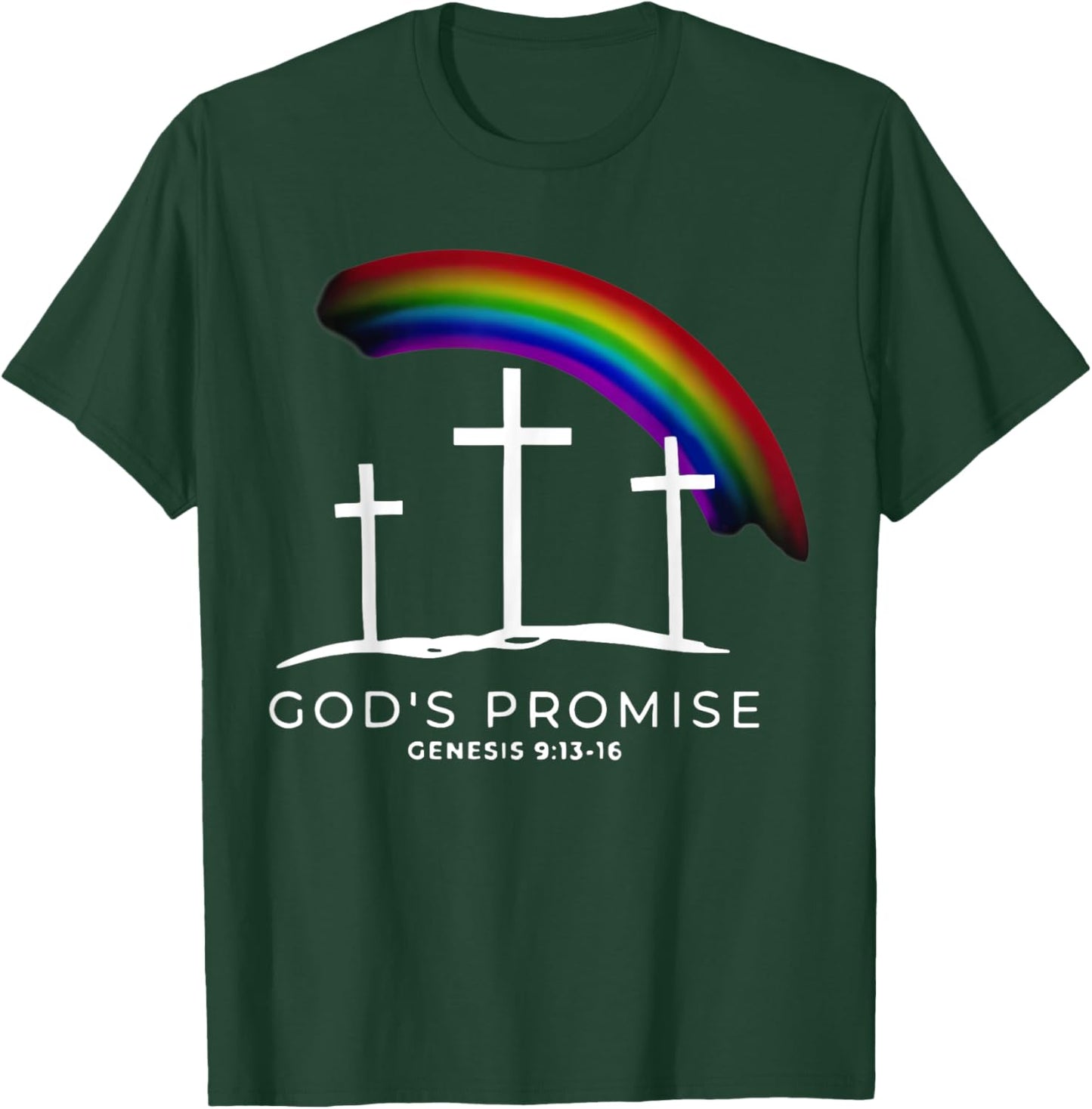 God's Promise Cross Genesis 9-13-16 Bible Christian Lover T-Shirt - T-Shirt | Forest