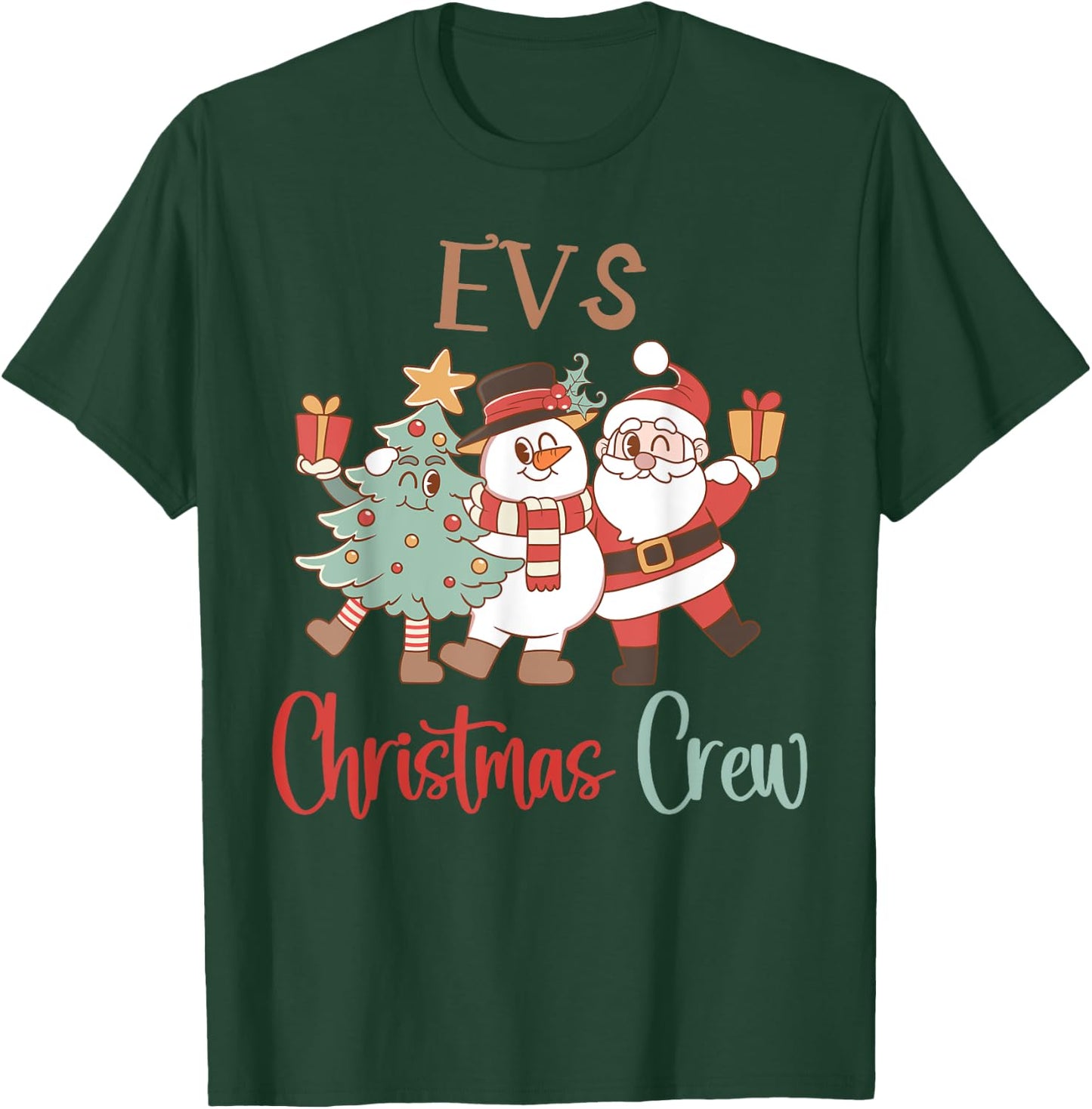 EVS Christmas Crew Santa Snowman Environmental Services Team T-Shirt - T-Shirt | Forest