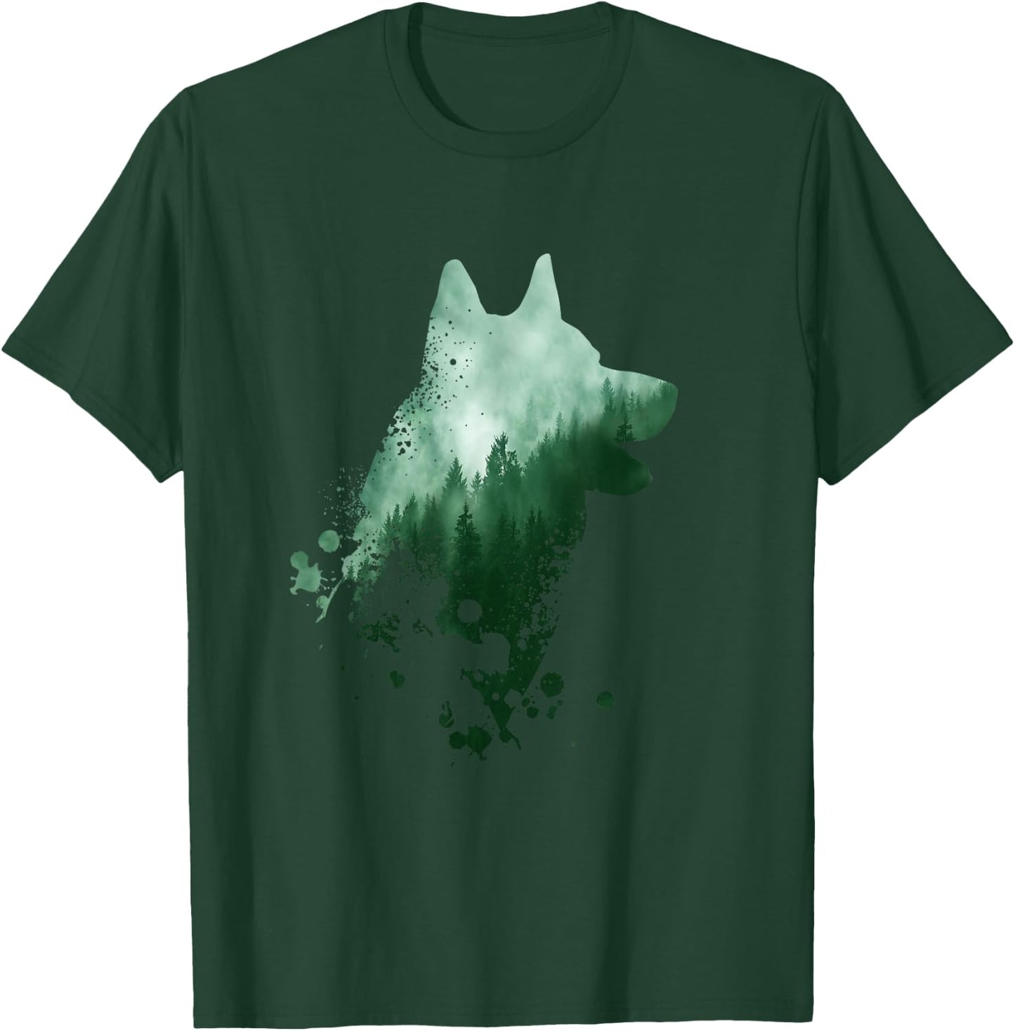 Husky Dog Silhouette | American Husky | Siberian Husky T-Shirt - T-Shirt | Forest