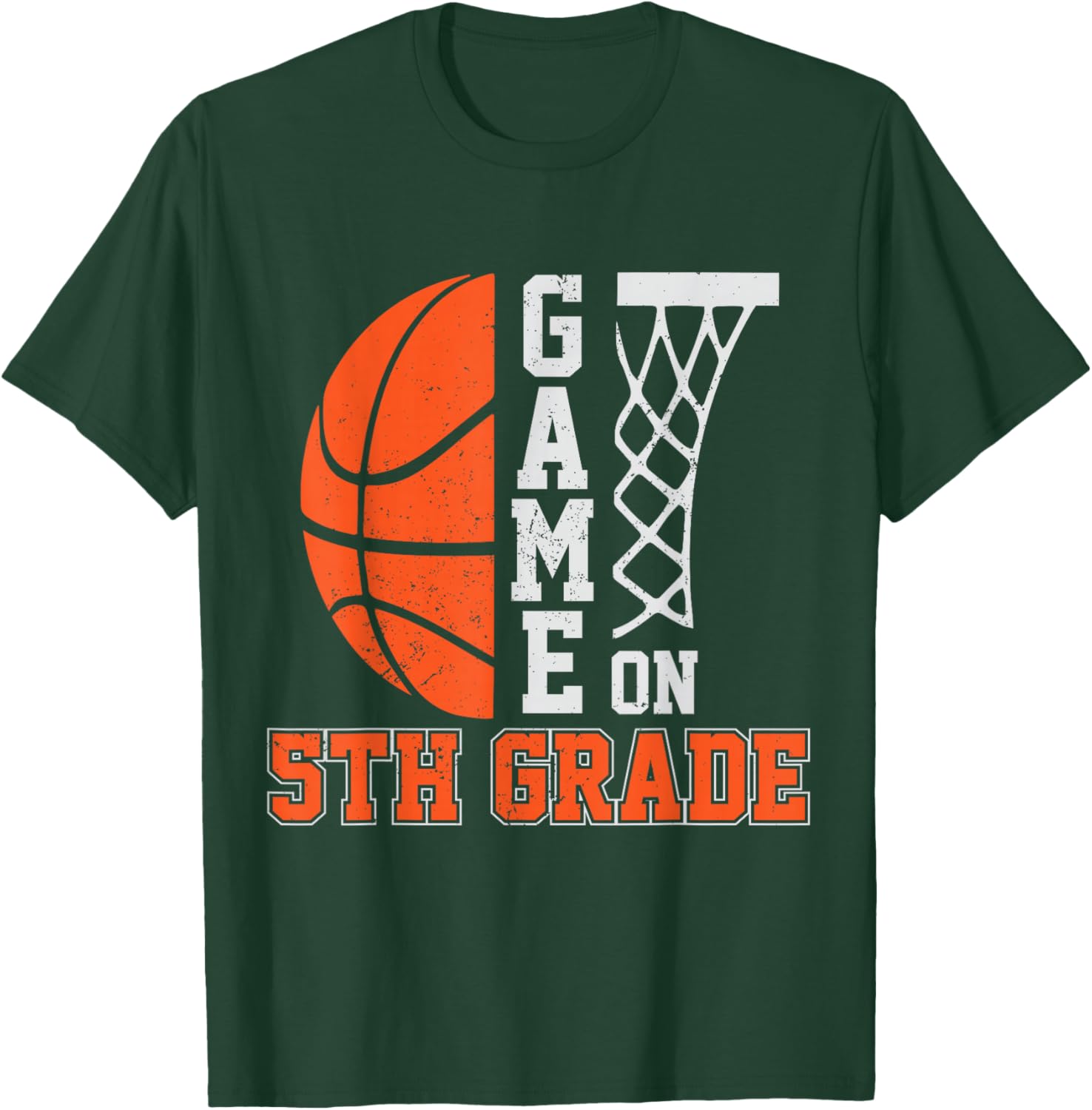 Back To School Game On 5th Grade Funny Basketball Kids T-Shirt - T-Shirt | Forest