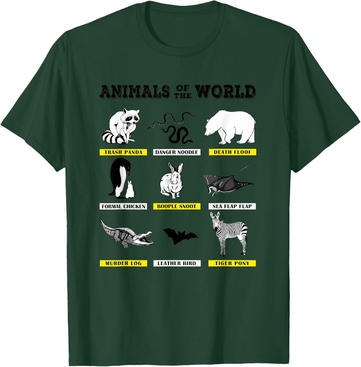 Animals of The World Funny Animal Real Names T-Shirt - T-Shirt | Forest