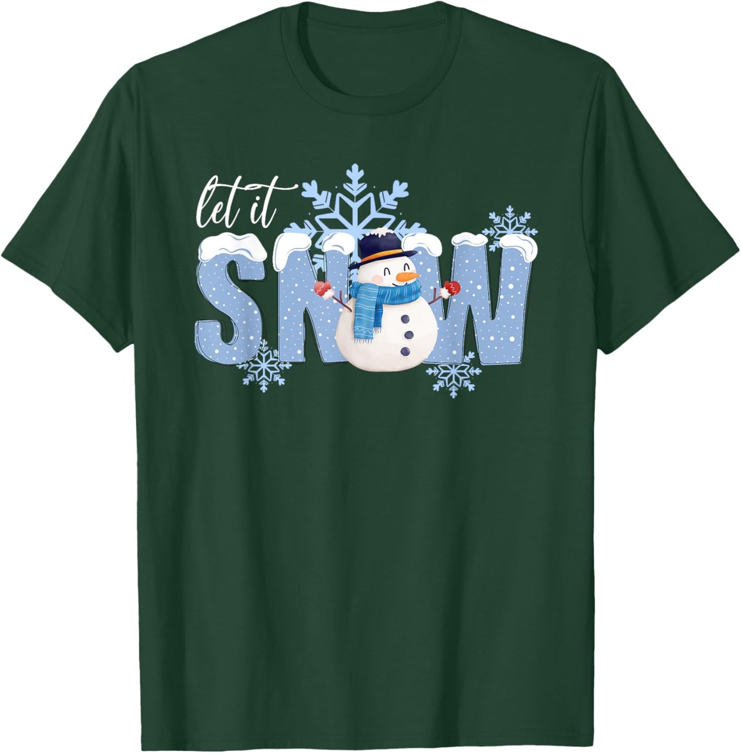 Best Winter Snow Art Women Snowman Snowflakes T-Shirt - T-Shirt | Forest