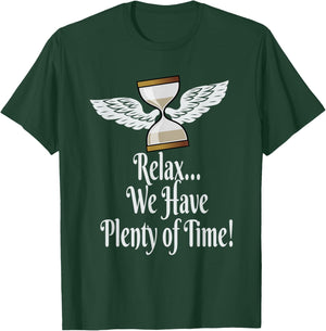Relax, We Have Plenty of Time! Hour Glass Wings T-Shirt - T-Shirt | Forest