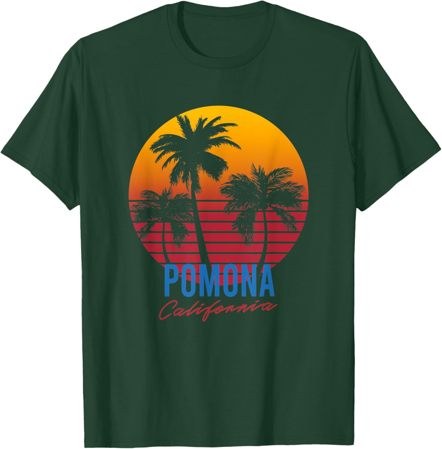 Vintage Pomona California Palm Trees Sunset CA Retro T-Shirt - T-Shirt | Forest