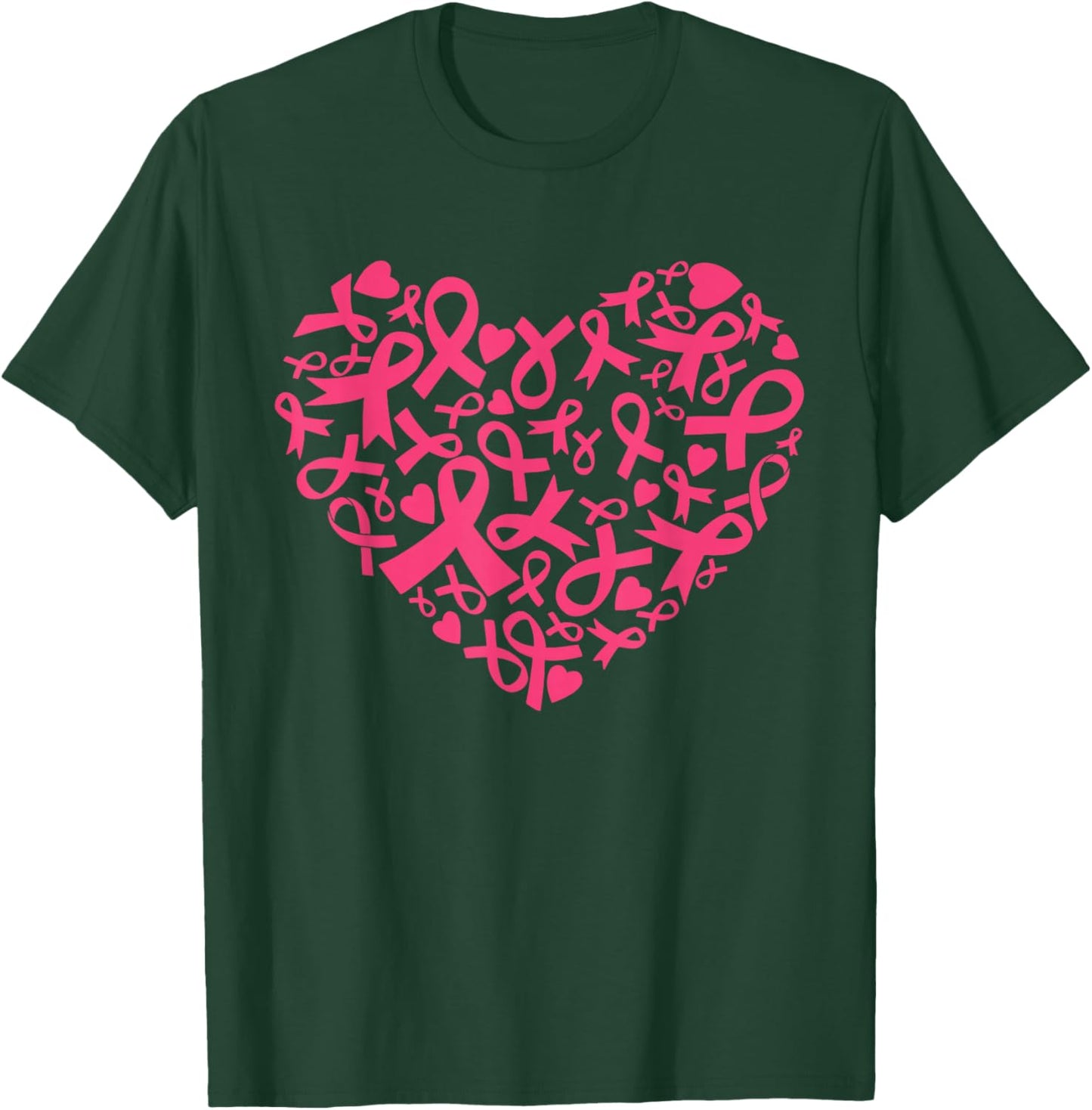 Breast Cancer Awareness Heart Ribbon Pink Support T-Shirt - T-Shirt | Forest