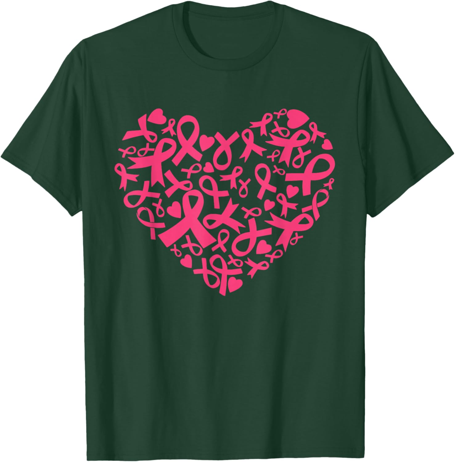 Breast Cancer Awareness Heart Ribbon Pink Support T-Shirt - T-Shirt | Forest