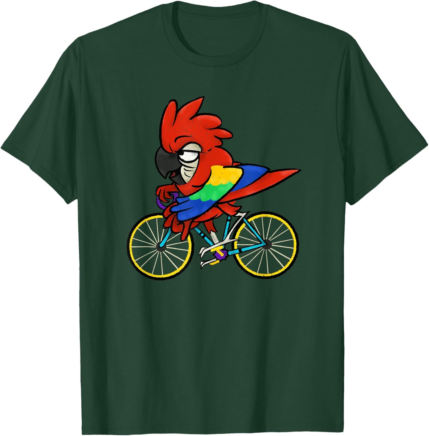 Parrot Riding A Bike - Funny Bird Owner & Bicycle Rider T-Shirt - T-Shirt | Forest