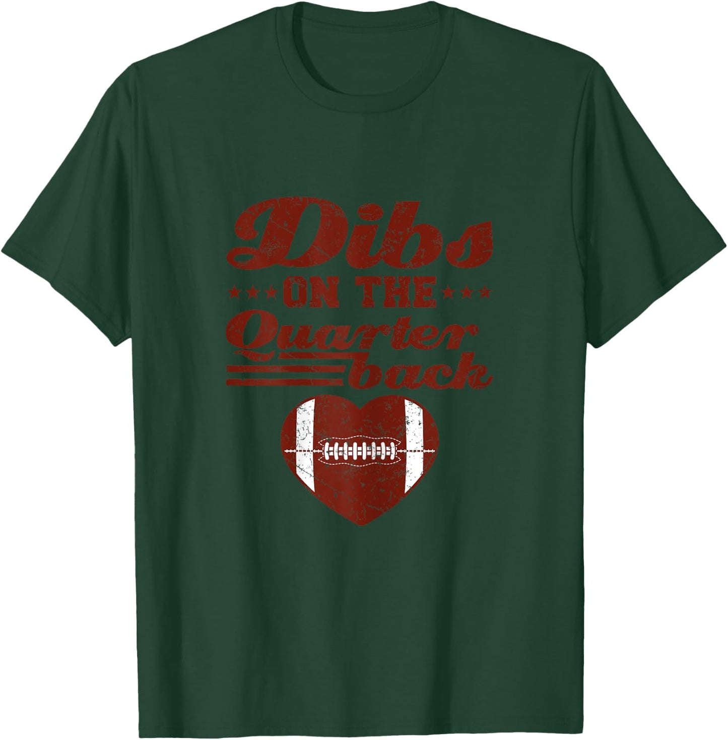 Football Girlfriend Dibs On The Quarterback Heart T-Shirt - T-Shirt | Forest