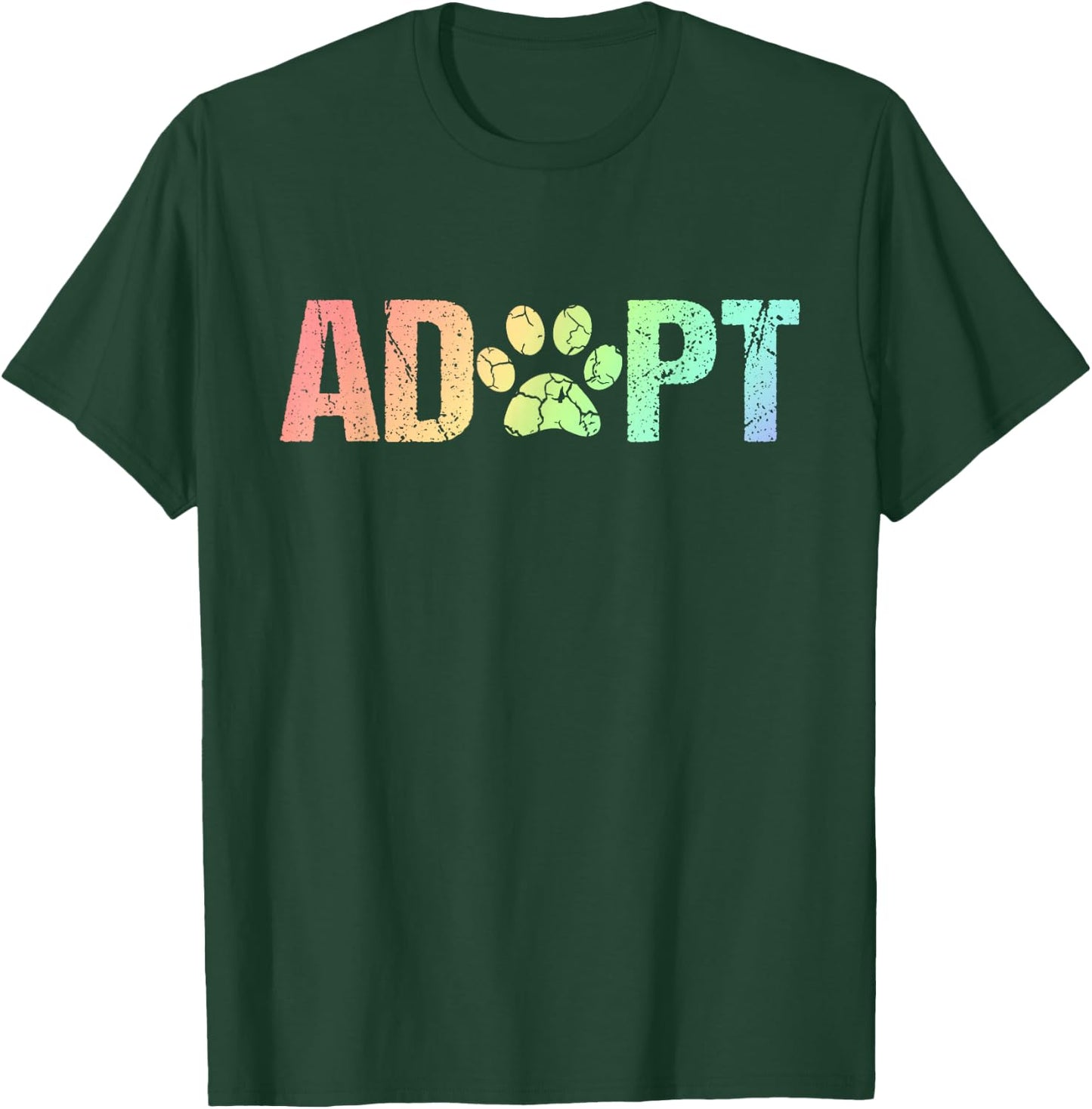 Vintage Rainbow Adopt A Dog Rescue Foster Adoption Month T-Shirt - T-Shirt | Forest