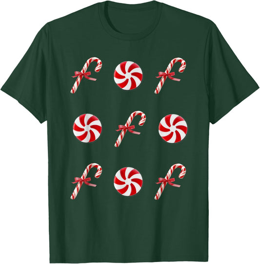 Peppermint Candy Cane Christmas T-Shirt - T-Shirt | Forest
