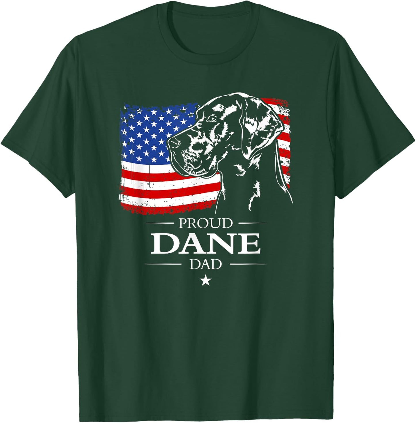 Proud Great Dane Dad American Flag patriotic giant dog T-Shirt - T-Shirt | Forest