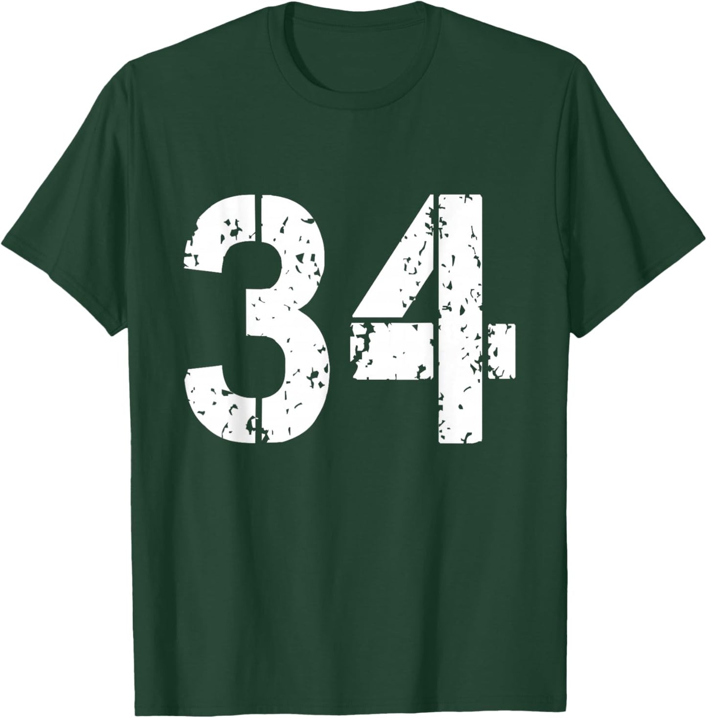 Uniform Numbered Jersey Designs for Sports Fans - Number 34 Varsity Team - 34th Birthday & 34 Years Old T-Shirt - T-Shirt | Forest