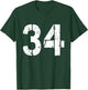 Uniform Numbered Jersey Designs for Sports Fans - Number 34 Varsity Team - 34th Birthday & 34 Years Old T-Shirt - T-Shirt | Forest