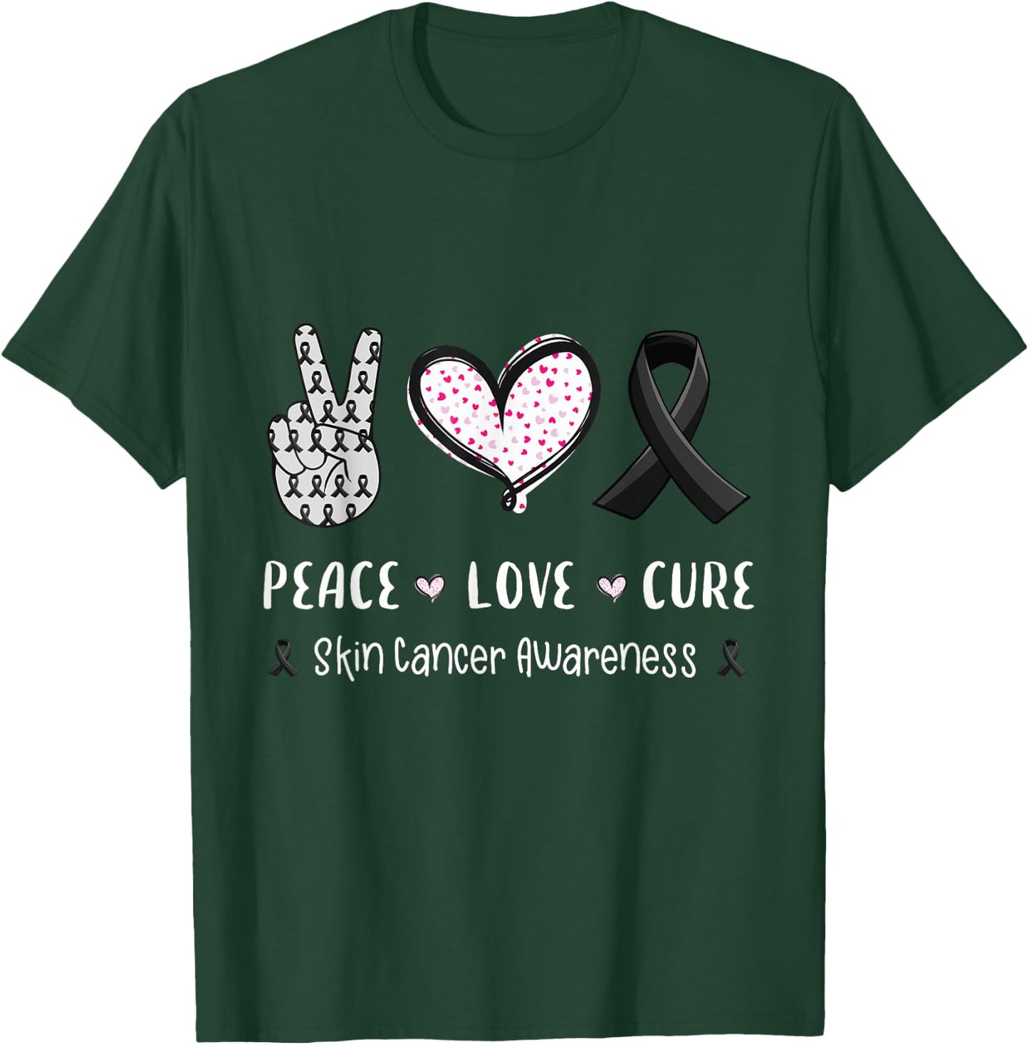 Peace Love cure skin cancer awareness gifts men women kids T-Shirt - T-Shirt | Forest
