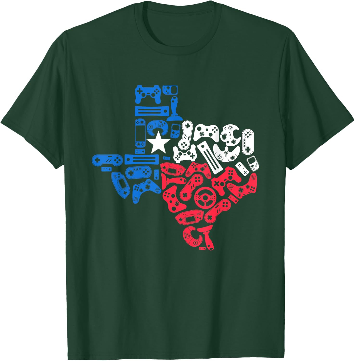 Boys Video Game Texas State Flag Map Gamer Men Kids T-Shirt - T-Shirt | Forest