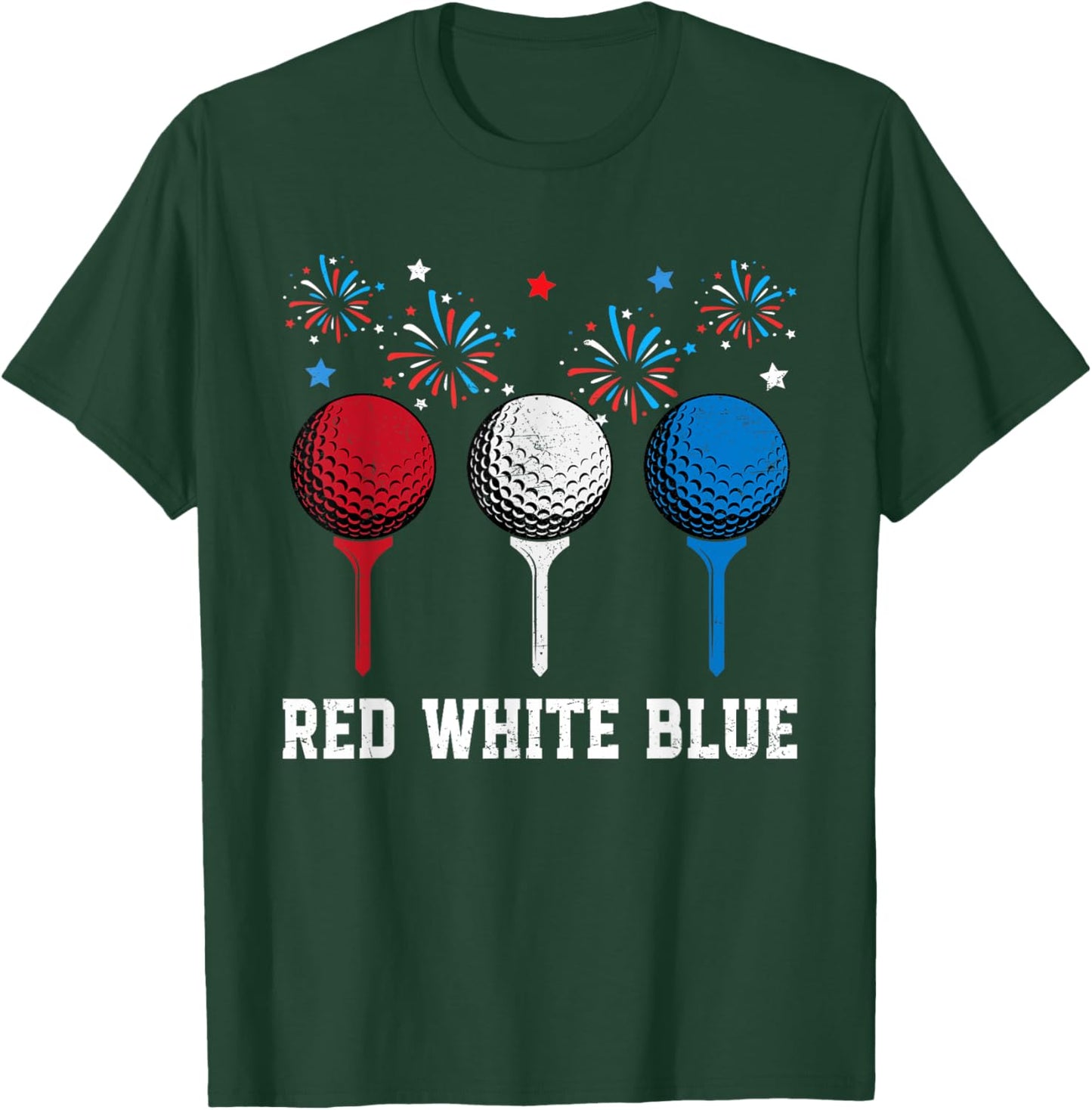 Red White Blue Golf Patriotic Golf 4th Of July Golf Outfits Women Kids Men T-Shirt - T-Shirt | Forest