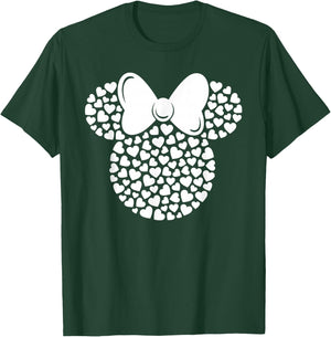 Disney Minnie Mouse Icon Filled with White Hearts Small T-Shirt - T-Shirt | Forest