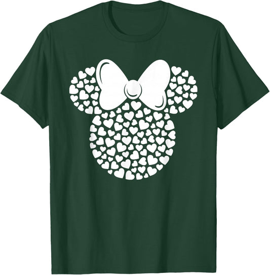 Disney Minnie Mouse Icon Filled with White Hearts Small T-Shirt - T-Shirt | Forest