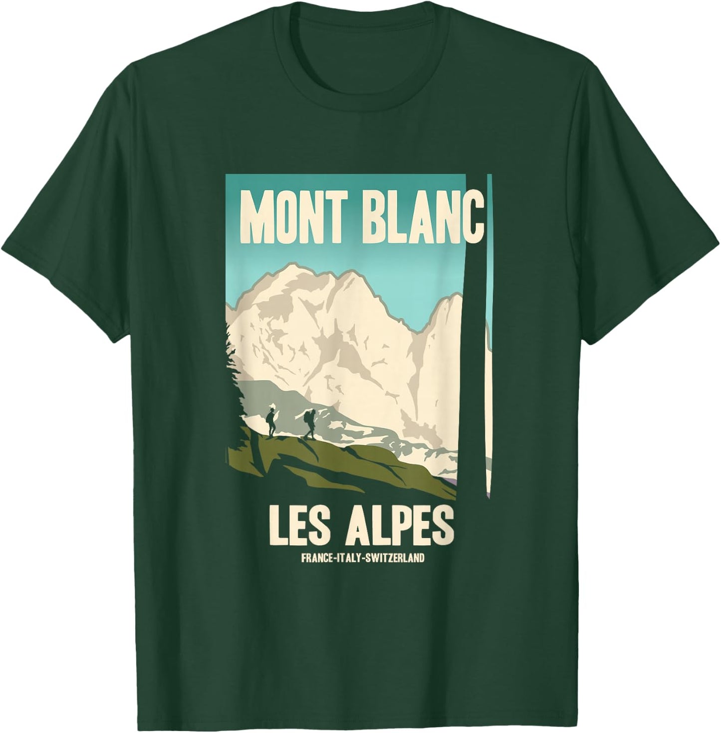 Mont Blanc ALPES Mountains Retro Travel Poster Gift T-Shirt - T-Shirt | Forest
