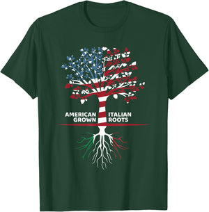 American Grown Italian Roots | 4th of July T-Shirt - T-Shirt | Forest