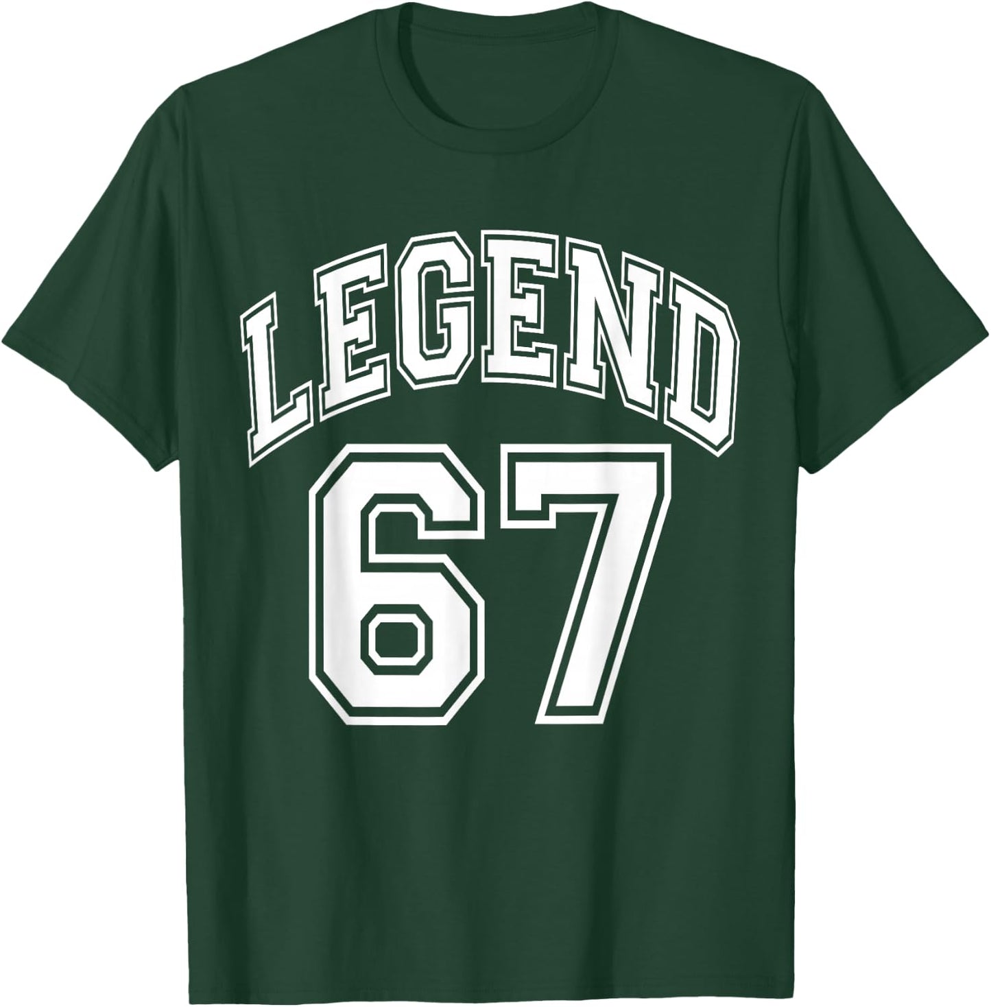 Legend 67 Number Varsity Team - 67th Birthday & 67 Years Old T-Shirt - T-Shirt | Forest