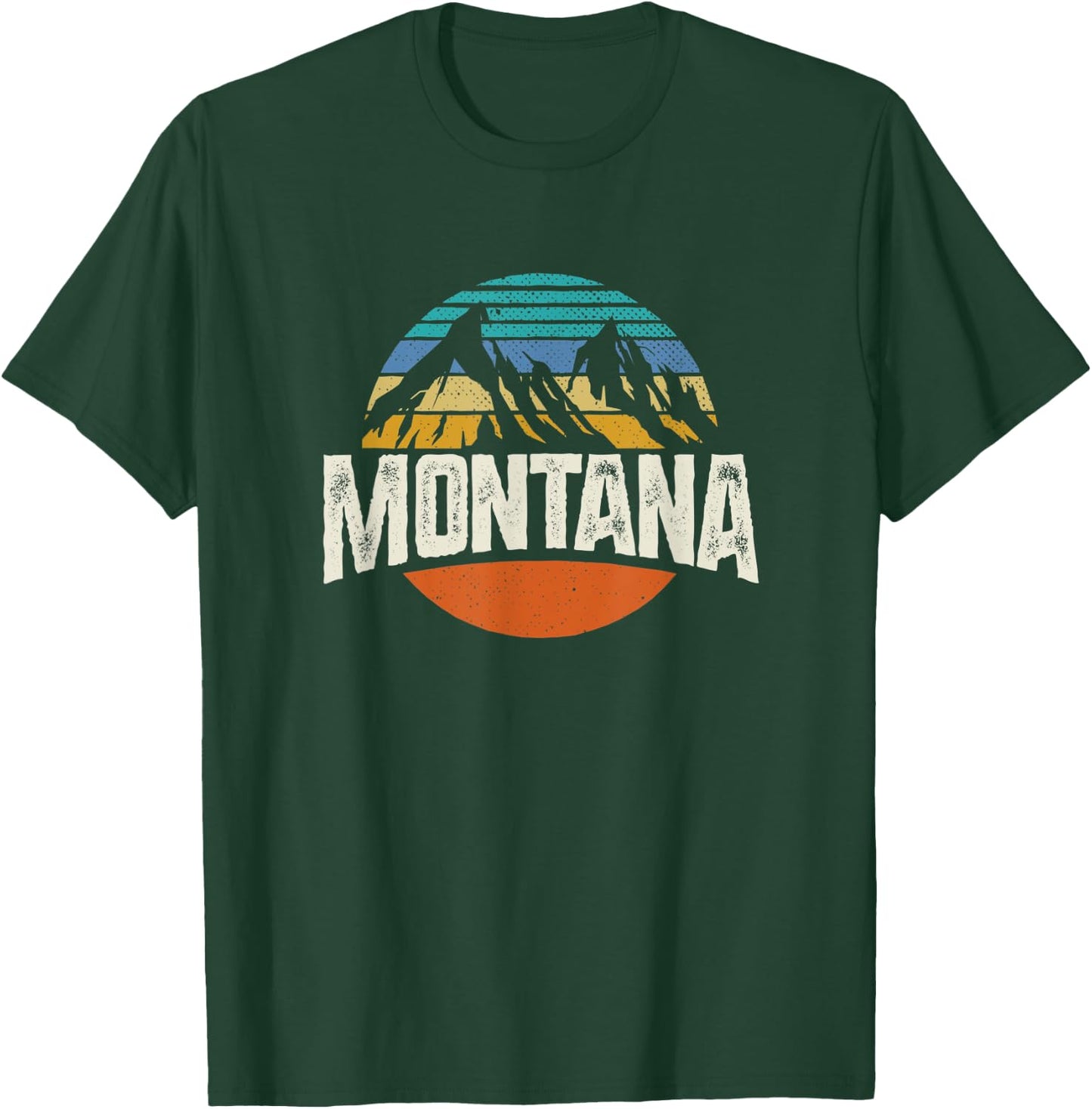 Montana Mountains Retro Design Hiking MT T-Shirt - T-Shirt | Forest