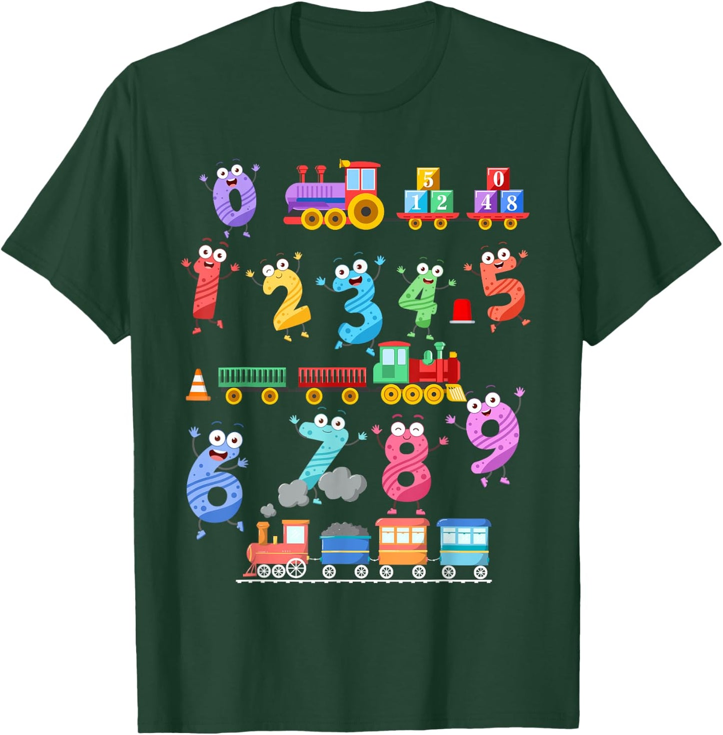 Maths Day Numbers Idea For Kids Train Themed Maths Number T-Shirt - T-Shirt | Forest