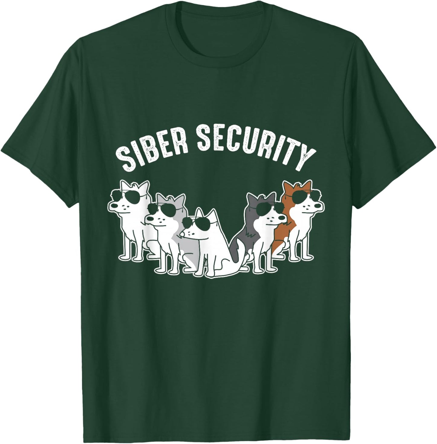 Siberian Husky Siber Security Crew T-Shirt - T-Shirt | Forest