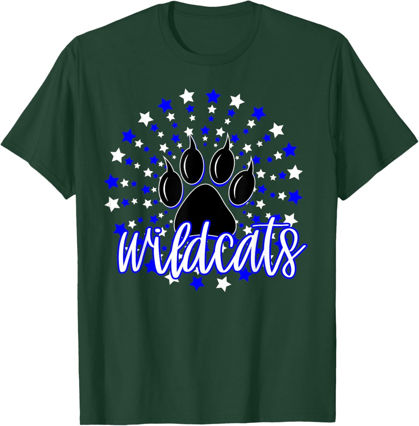 Wildcats School Spirit Blue Wildcat Pride Elementary Teacher T-Shirt - T-Shirt | Forest