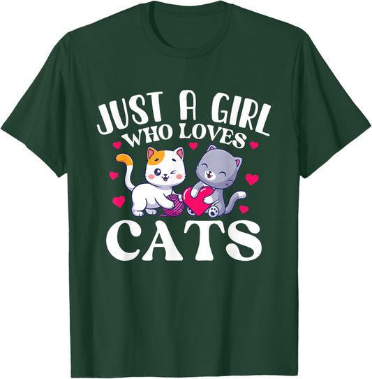 Just A Girl Who Loves Cats - Cat Lover Kitten Owner Kitty T-Shirt - T-Shirt | Forest