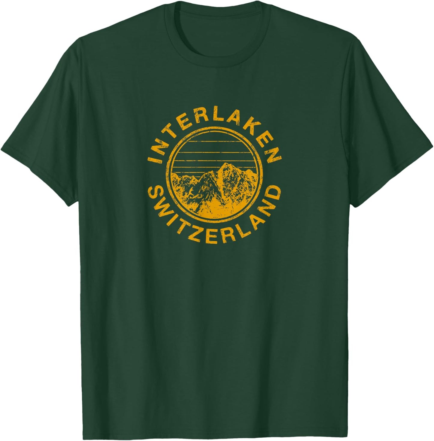Interlaken Switzerland Swiss Retro Ski Vintage T-Shirt - T-Shirt | Forest