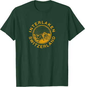 Interlaken Switzerland Swiss Retro Ski Vintage T-Shirt - T-Shirt | Forest