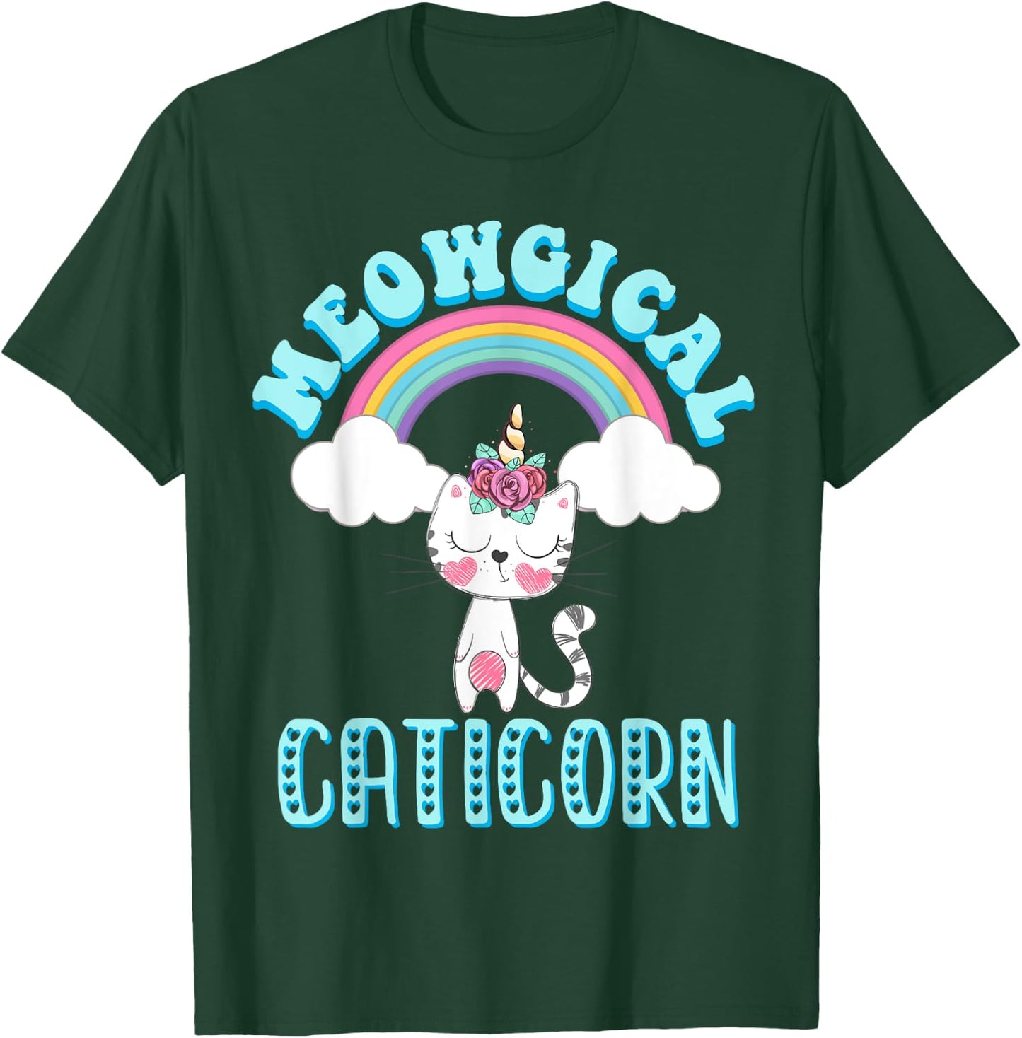 Meowgical Caticorn T Shirt Cat Unicorn Girls Women Kittycorn T-Shirt - T-Shirt | Forest