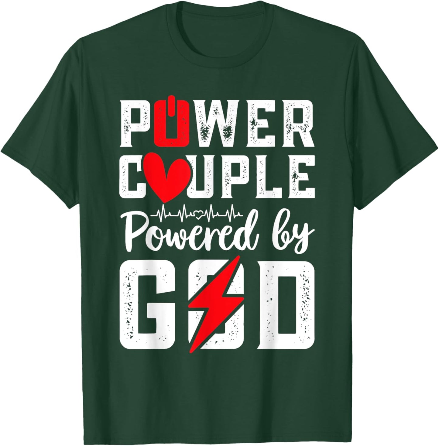 Power Couple Christian Couple Matching Christ Jesus Faith Fa , Small, Black T-Shirt - T-Shirt | Forest
