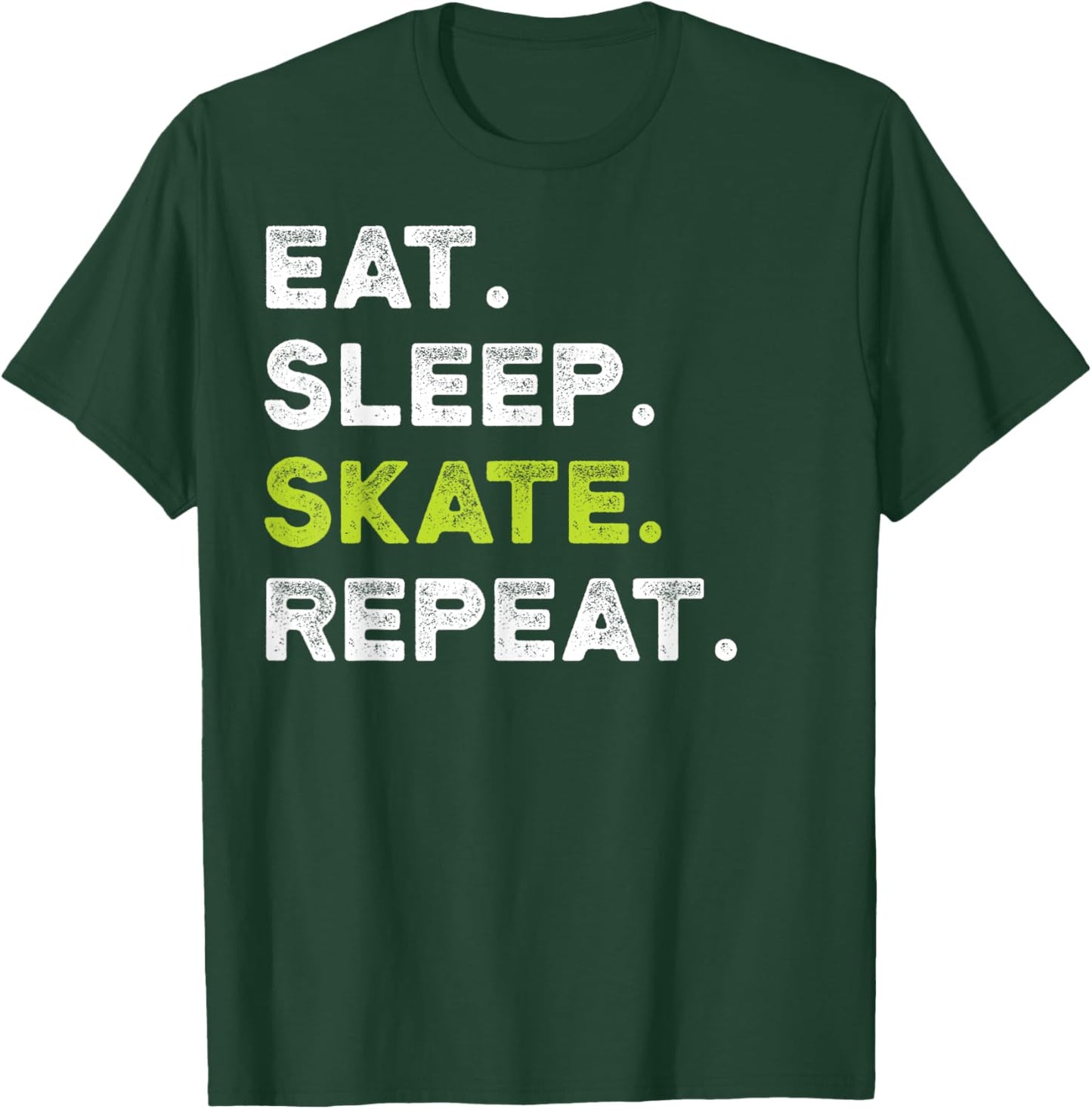Eat Sleep Skate Repeat Skating Skater Ice Roller Funny Retro T-Shirt - T-Shirt | Forest