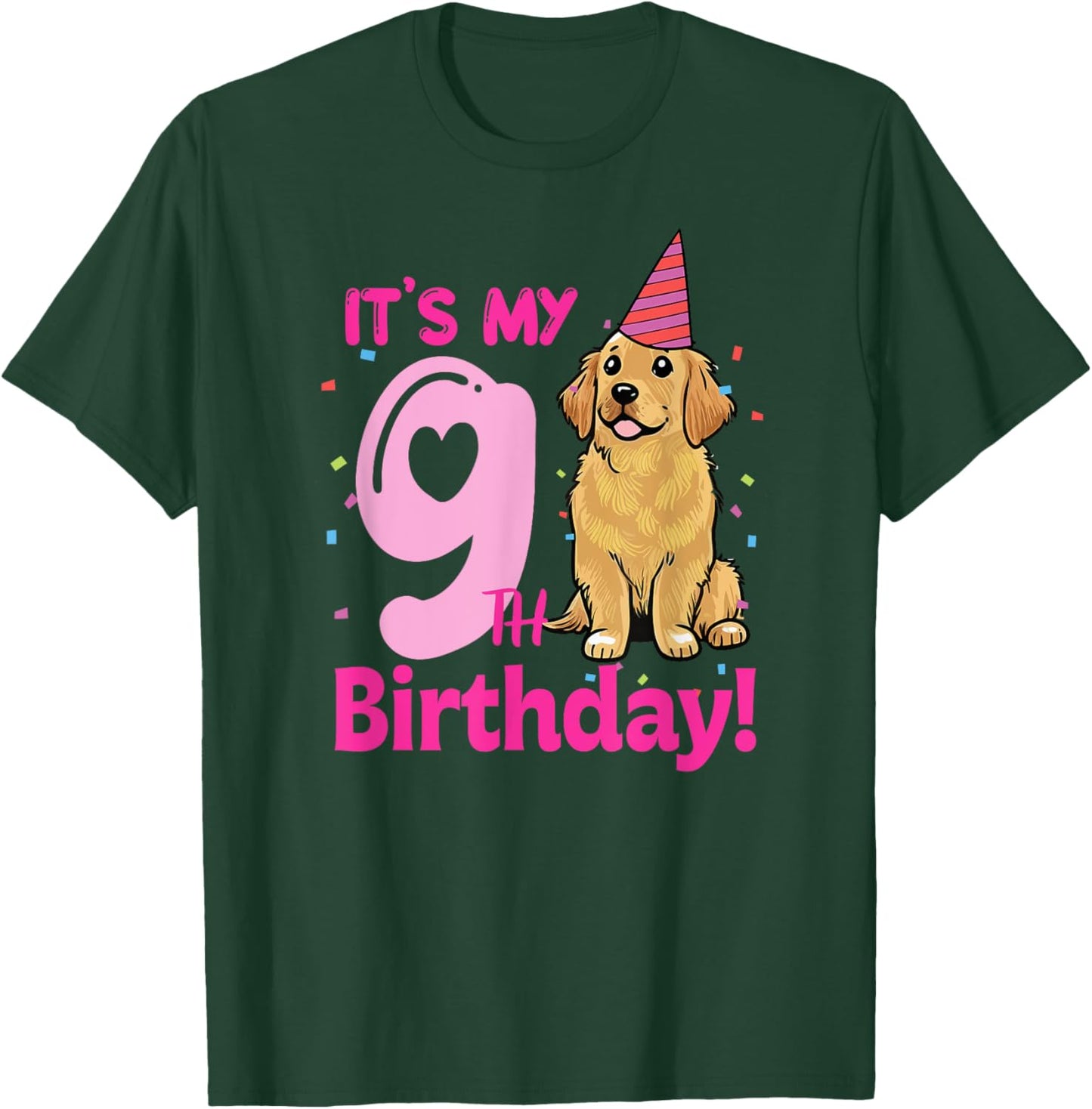 It's My 9th Birthday Golden Retriever Dog Lovers 9 Years Old T-Shirt - T-Shirt | Forest