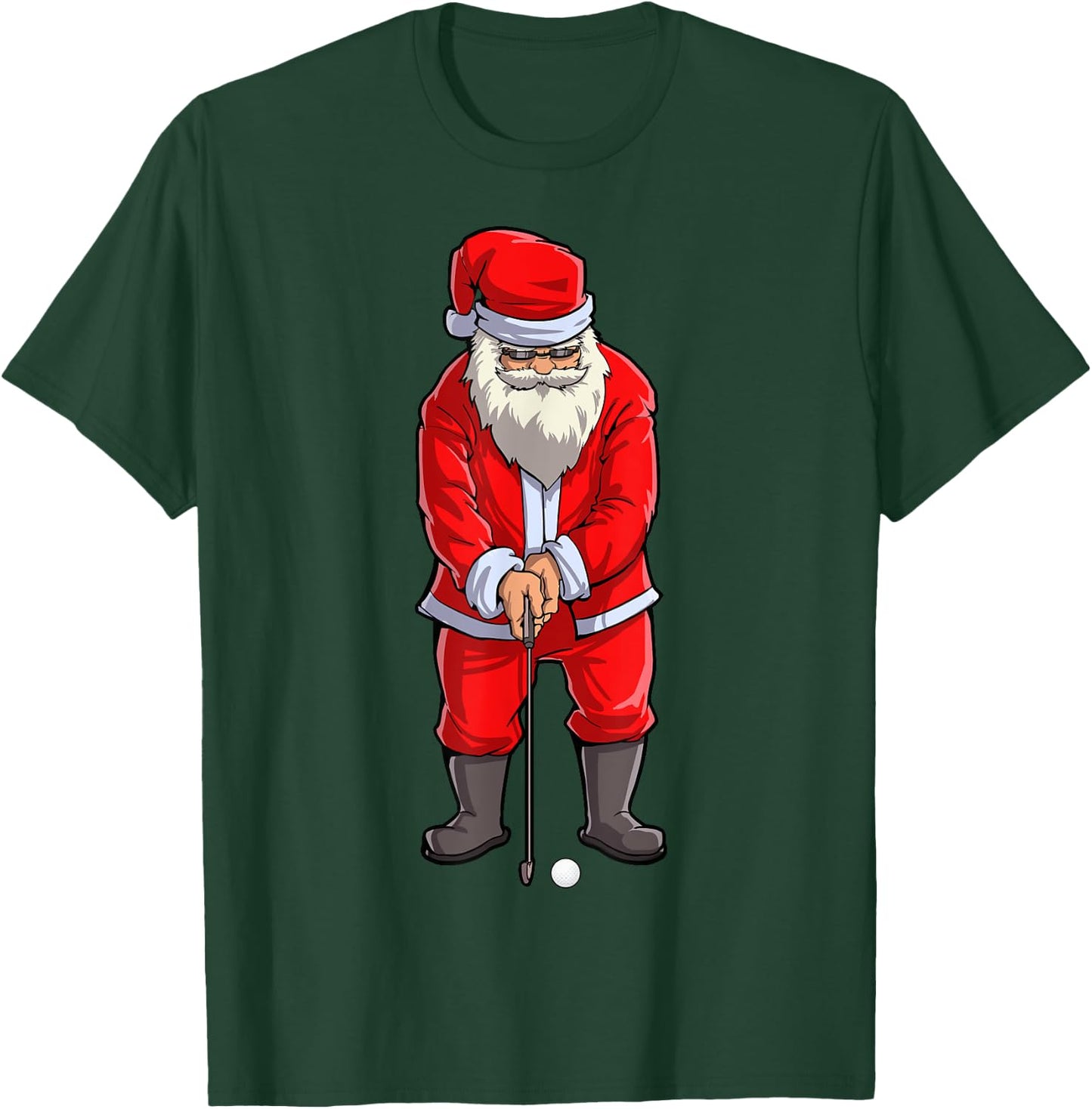 Santa Golf Club And Ball Sport Christmas Boys Golfer Golfing T-Shirt - T-Shirt | Forest