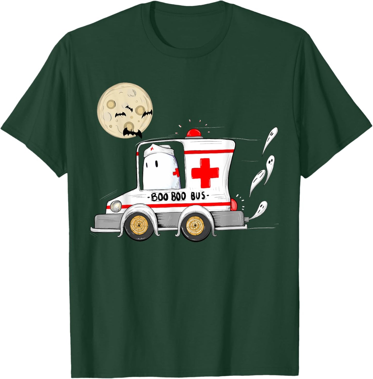 Funny "Boo Bus" Halloween Ambulance First Responder T-Shirt - T-Shirt | Forest