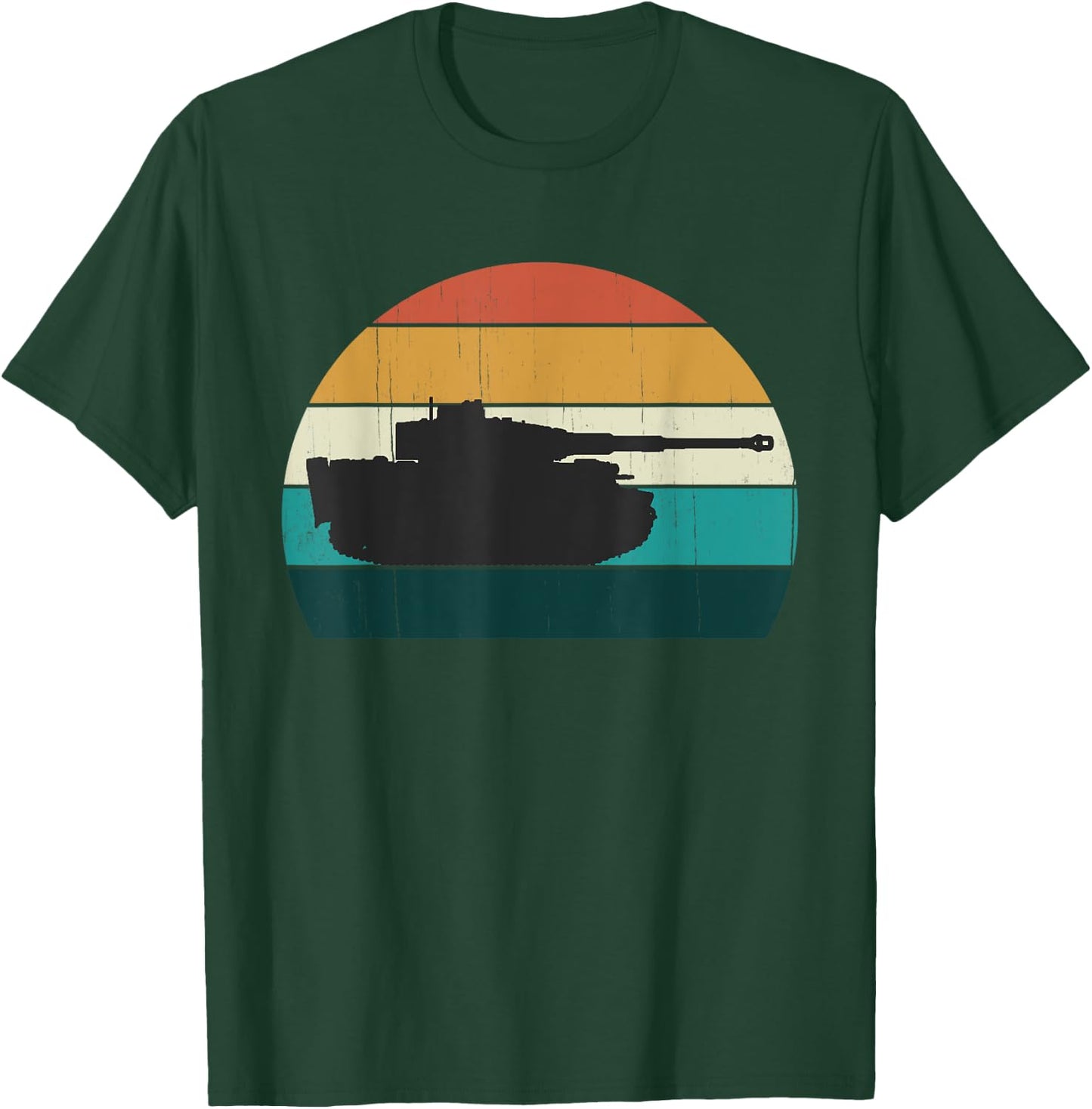 Vintage Tiger Tank - World War 2 (WW2) History Retro Sunset T-Shirt - T-Shirt | Forest