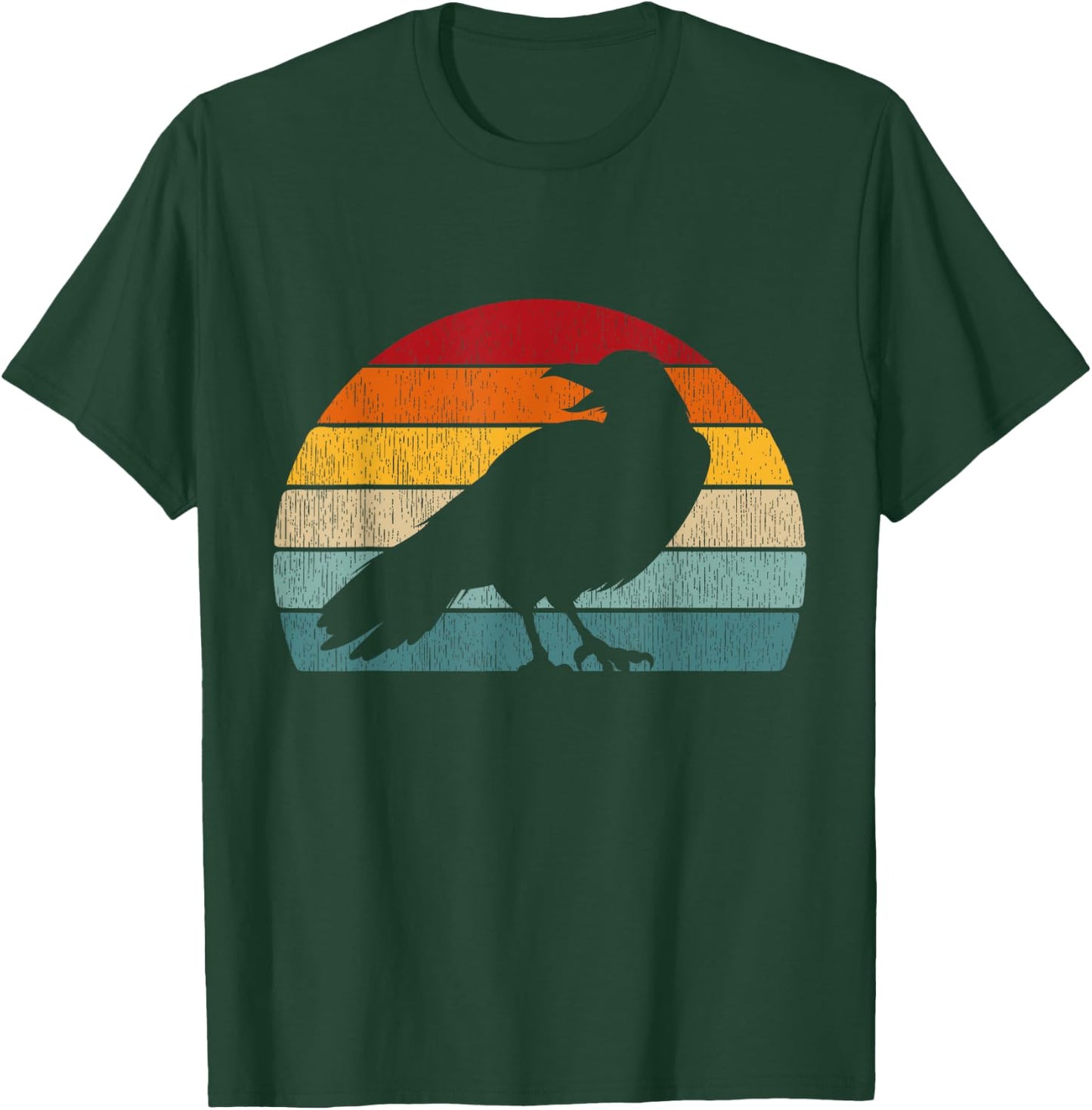 1980s Retro Crow Men Raven Merch Distressed Bird T-Shirt - T-Shirt | Forest