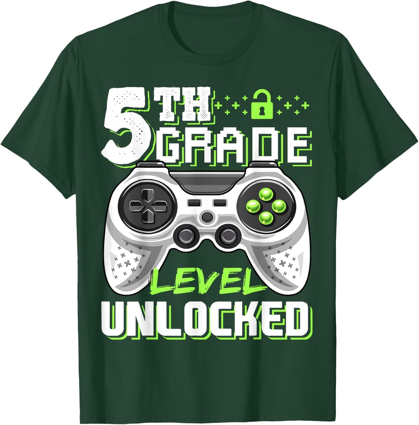 5th Grade Level Unlocked Video Game Back to School Boys T-Shirt - T-Shirt | Forest